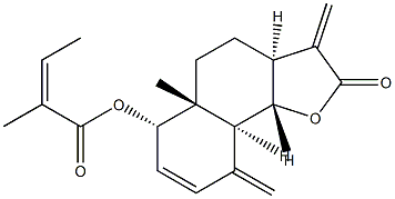 (Z)-2-Methyl-2-butenoic acid [(3aS)-2,3,3a,4,5,5a,6,9,9aβ,9bα-decahydro-5aα-methyl-3,9-bis(methylene)-2-oxonaphtho[1,2-b]furan-6β-yl] ester Struktur