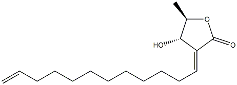 4α-Hydroxy-5β-methyl-3-[(E)-11-dodecen-1-ylidene]-4,5-dihydrofuran-2(3H)-one Struktur