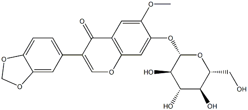 3-(1,3-Benzodioxol-5-yl)-7-(β-D-glucopyranosyloxy)-6-methoxy-4H-1-benzopyran-4-one Struktur