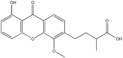 8-Hydroxy-4-methoxy-α-methyl-9-oxo-9H-xanthene-3-butanoic acid Struktur