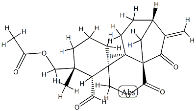 (1R,2R,3R,4'aα,7'β,9'aβ)-3-Acetoxymethylhexahydro-3-methyl-8'-methylene-1',9'-dioxospiro[cyclohexane-1,4'(3'H)-[1H-7,9a]methanocyclohepta[c]pyran]-2-carbaldehyde Struktur