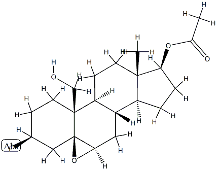 5,6β-Epoxy-3β-fluoro-5β-androstane-17β,19-diol 17-acetate Struktur