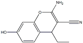 4H-1-Benzopyran-3-carbonitrile,2-amino-4-ethyl-7-hydroxy-(9CI) Struktur