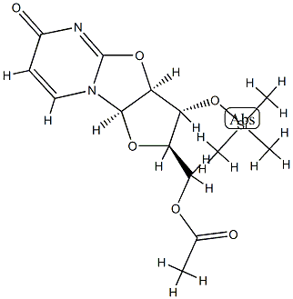 (2R)-2α-(Acetoxymethyl)-2,3,3aβ,9aβ-tetrahydro-3β-[(trimethylsilyl)oxy]-6H-furo[2',3':4,5]oxazolo[3,2-a]pyrimidin-6-one Struktur