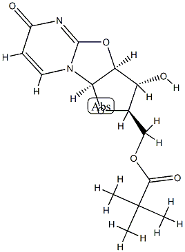 2,2-Dimethylpropionic acid [(2R)-2,3,3aβ,9aβ-tetrahydro-3β-hydroxy-6-oxo-6H-furo[2',3':4,5]oxazolo[3,2-a]pyrimidin-2α-yl]methyl ester Struktur