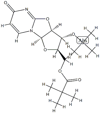 2,2-Dimethylpropionic acid [(2R)-2,3,3aβ,9aβ-tetrahydro-6-oxo-3β-[(trimethylsilyl)oxy]-6H-furo[2',3':4,5]oxazolo[3,2-a]pyrimidin-2α-yl]methyl ester Struktur