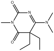 2,4(3H,5H)-Pyrimidinedione,6-(dimethylamino)-5,5-diethyl-3-methyl-(9CI) Struktur