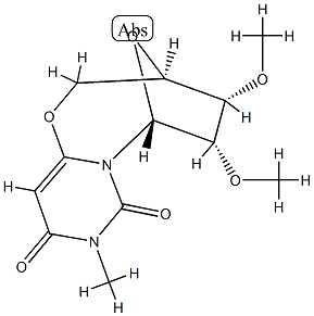 (3R)-3,4,5,6-Tetrahydro-4α,5α-dimethoxy-9-methyl-3β,6β-epoxy-2H,8H-pyrimido[6,1-b][1,3]oxazocine-8,10(9H)-dione Struktur