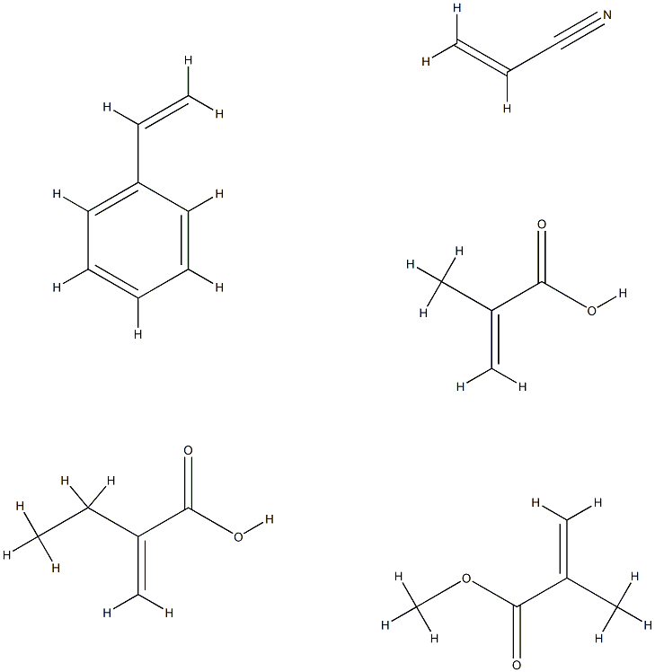 2-Propenoic acid, 2-methyl-, polymer with ethenylbenzene, ethyl 2-propenoate, methyl 2-methyl-2-propenoate and 2-propenenitrile Struktur