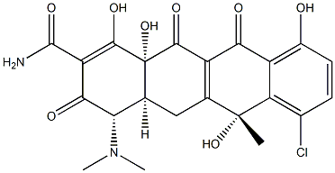 (4S)-7-Chloro-4β-(dimethylamino)-1,4,4aβ,5,6,11,12,12aβ-octahydro-3,6,10,12a-tetrahydroxy-6α-methyl-1,11,12-trioxo-2-naphthacenecarboxamide Struktur