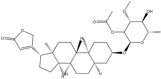 3β-[(2-O-Acetyl-6-deoxy-3-O-methyl-α-L-mannopyranosyl)oxy]-14-hydroxy-5β-card-20(22)-enolide Struktur