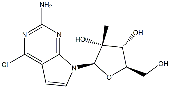 4-Chloro-7-(2-C-methyl-beta-D-ribofuranosyl)-7H-pyrrolo[2,3-d]pyrimidin-2-amine Struktur