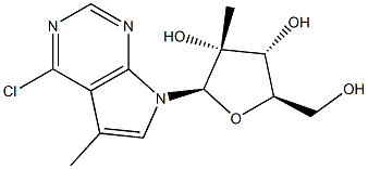 4-Chloro-5-methyl-7-(2-C-methyl-beta-D-ribofuranosyl)-7H-pyrrolo[2,3-d]pyrimidine Struktur