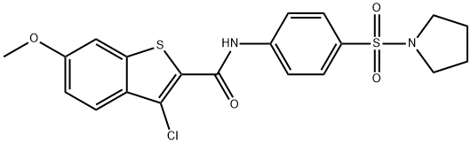 3-chloro-6-methoxy-N-[4-(1-pyrrolidinylsulfonyl)phenyl]-1-benzothiophene-2-carboxamide Struktur