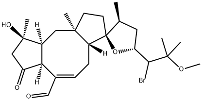 (18R)-19-Bromo-14,18-epoxy-3-hydroxy-20-methoxy-5-oxoophiobol-7-en-25-al Struktur