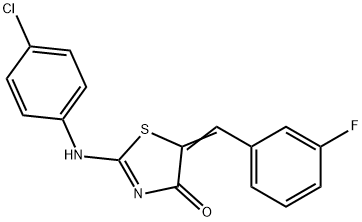 2-(4-chloroanilino)-5-(3-fluorobenzylidene)-1,3-thiazol-4(5H)-one Struktur