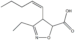 5-Isoxazolecarboxylicacid,3-ethyl-4,5-dihydro-4-(1Z)-1-pentenyl-(9CI) Struktur