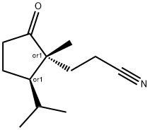 Cyclopentanepropanenitrile, 1-methyl-2-(1-methylethyl)-5-oxo-, (1R,2R)-rel- (9CI) Struktur