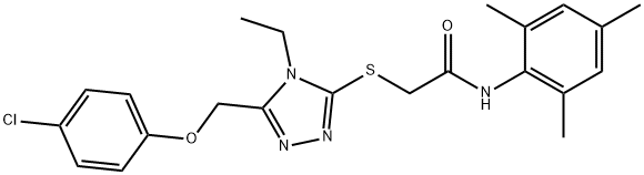 2-({5-[(4-chlorophenoxy)methyl]-4-ethyl-4H-1,2,4-triazol-3-yl}sulfanyl)-N-mesitylacetamide Struktur