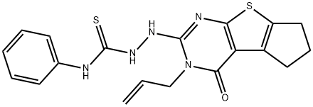 2-(3-allyl-4-oxo-3,5,6,7-tetrahydro-4H-cyclopenta[4,5]thieno[2,3-d]pyrimidin-2-yl)-N-phenylhydrazinecarbothioamide Struktur