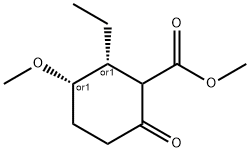 Cyclohexanecarboxylic acid, 2-ethyl-3-methoxy-6-oxo-, methyl ester, (2R,3S)-rel- (9CI) Struktur