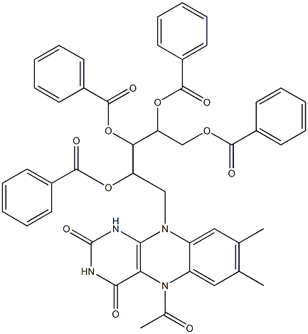 2',3',4',5'-tetrabenzoyl-5-acetyl-1,5-dihydroriboflavin Struktur