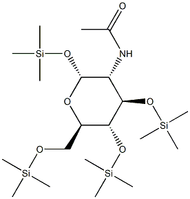 2-Acetylamino-1-O,3-O,4-O,6-O-tetrakis(trimethylsilyl)-2-deoxy-α-D-glucopyranose Struktur