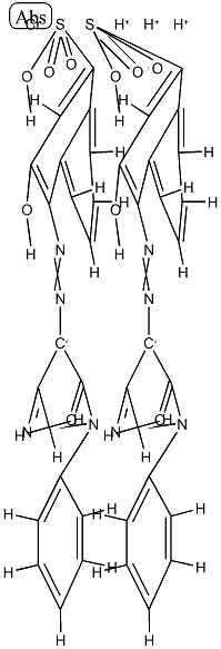 Chromate, bis[4-[(4,5-dihydro-3-methyl-5-oxo-1-phenyl-1H-pyrazol-4-yl)azo]-3-hydroxy-1-naphthalenesulfonato]-, trihydrogen Struktur