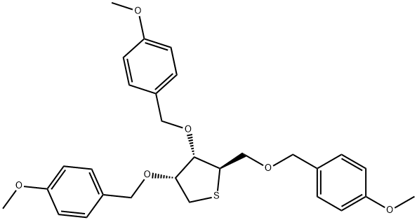 1,4-dideoxy-1,4-epithio-2,3,5-tris-O-[(4-methoxyphenyl)methyl]-D-Ribitol Struktur