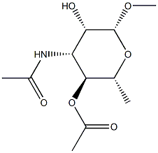 Methyl 3-(acetylamino)-3,6-dideoxy-β-D-mannopyranoside 4-acetate Struktur