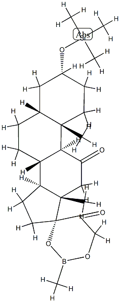 17,21-(Methylboranediyl)bisoxy-3α-trimethylsilyloxy-5β-pregnane-11,20-dione Struktur