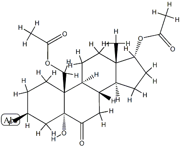 17α,19-Bis(acetyloxy)-3β-fluoro-5-hydroxy-5α-androstan-6-one Struktur