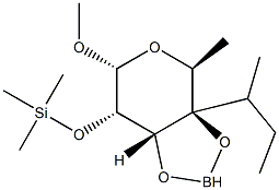 Methyl 3-O,4-O-(butylboranediyl)-2-O-(trimethylsilyl)-6-deoxy-α-L-galactopyranoside Struktur