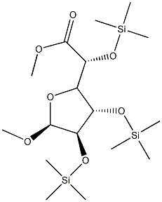 Methyl 2-O,3-O,5-O-tris(trimethylsilyl)-α-D-galactofuranosiduronic acid methyl ester Struktur