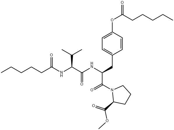 N-(1-Oxohexyl)-L-Val-O-(1-oxohexyl)-L-Tyr-L-Pro-OMe Struktur