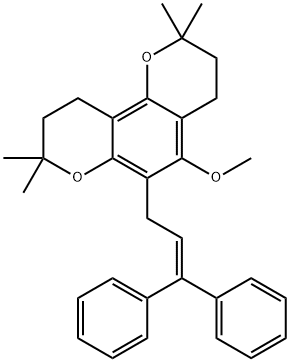 6-(3,3-Diphenyl-2-propenyl)-3,4,9,10-tetrahydro-5-methoxy-2,2,8,8-tetramethyl-2H,8H-benzo[1,2-b:3,4-b']dipyran Struktur