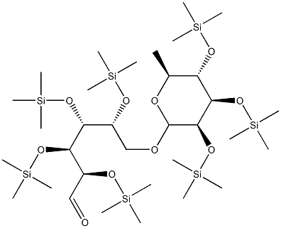 6-O-[6-Deoxy-2-O,3-O,4-O-tris(trimethylsilyl)-α-L-mannopyranosyl]-2-O,3-O,4-O,5-O-tetrakis(trimethylsilyl)-D-glucose Struktur