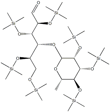 4-O-[6-Deoxy-2-O,3-O,4-O-tris(trimethylsilyl)-α-L-mannopyranosyl]-2-O,3-O,5-O,6-O-tetrakis(trimethylsilyl)-D-glucose Struktur