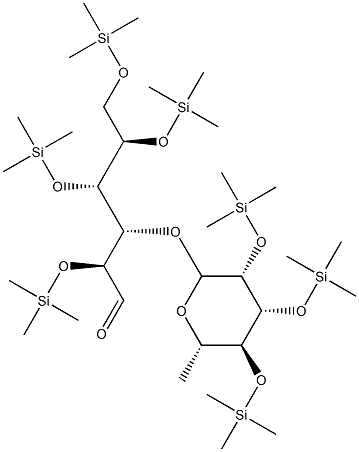 3-O-[6-Deoxy-2-O,3-O,4-O-tris(trimethylsilyl)-α-L-mannopyranosyl]-2-O,4-O,5-O,6-O-tetrakis(trimethylsilyl)-D-glucose Struktur