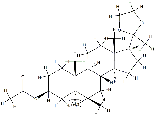 3β-(Acetyloxy)-5,6α-epoxy-6β-methyl-5α-pregnan-20-one ethylene acetal Struktur