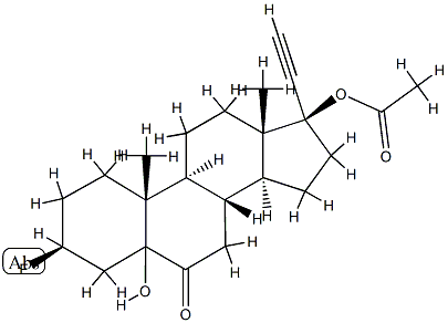 (17R)-17-(Acetyloxy)-3β-fluoro-5-hydroxypregn-20-yn-6-one Struktur