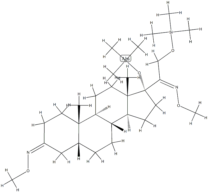 17,21-Bis(trimethylsiloxy)-5β-pregnane-3,20-dione bis(O-methyl oxime) Struktur