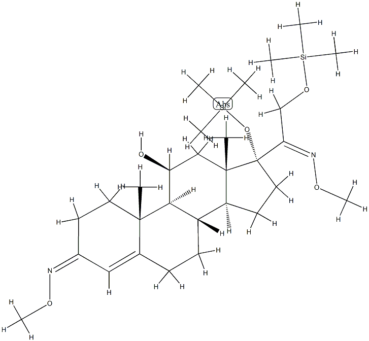 11β-Hydroxy-17,21-bis(trimethylsiloxy)pregn-4-ene-3,20-dione bis(O-methyl oxime) Struktur