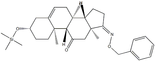 3β-(Trimethylsiloxy)-17-(phenylmethoxyimino)androst-5-en-11-one Struktur