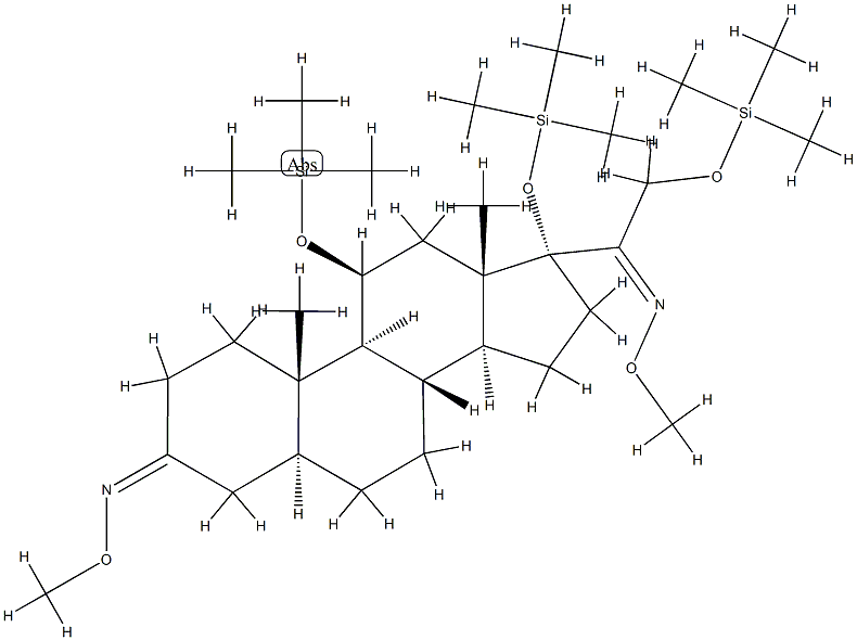 11β,17,21-Tris(trimethylsiloxy)-5α-pregnane-3,20-dione bis(O-methyl oxime) Struktur