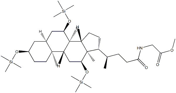 N-[24-Oxo-3α,7α,12α-tris(trimethylsiloxy)-5β-cholan-24-yl]glycine methyl ester Struktur