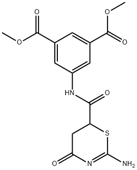 dimethyl 5-{[(2-amino-4-oxo-5,6-dihydro-4H-1,3-thiazin-6-yl)carbonyl]amino}isophthalate Struktur