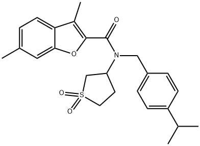 2-Benzofurancarboxamide,3,6-dimethyl-N-[[4-(1-methylethyl)phenyl]methyl]-N-(tetrahydro-1,1-dioxido-3-thienyl)-(9CI) Struktur