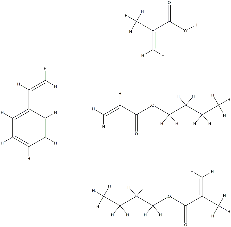 2-Propenoic acid, 2-methyl-, polymer with butyl 2-methyl-2-propenoate, butyl 2-propenoate and ethenylbenzene Struktur