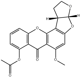 1,2,3a,12c-Tetrahydro-8-hydroxy-6-methoxy-7H-furo[3',2':4,5]furo[2,3-c]xanthene-7-one=acetate Struktur